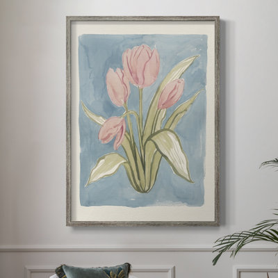 Tulip Watercolor Sketch II Framed Print - Solid Wood