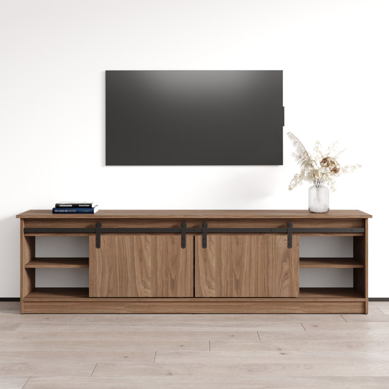 Grigsby 78.7" Modern TV Stand with Matte Finish, Walnut