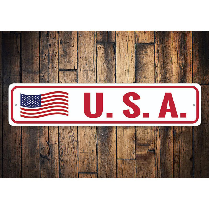 Plaque en aluminium du drapeau américain, H 4 po x l 18 po x P 0,04 po