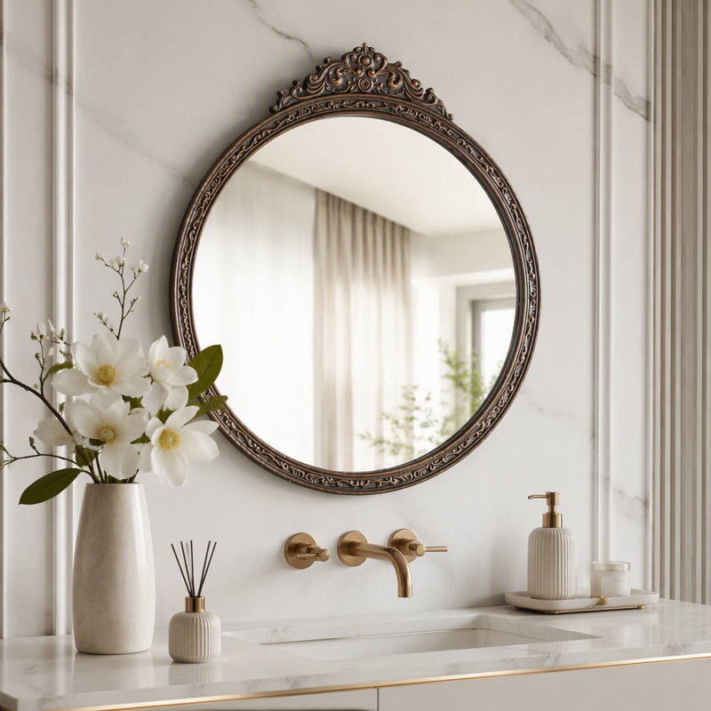 Miroir mural rond 31,5 po - Miroir décoratif pour meuble d'entrée de salon ou de salle de bain