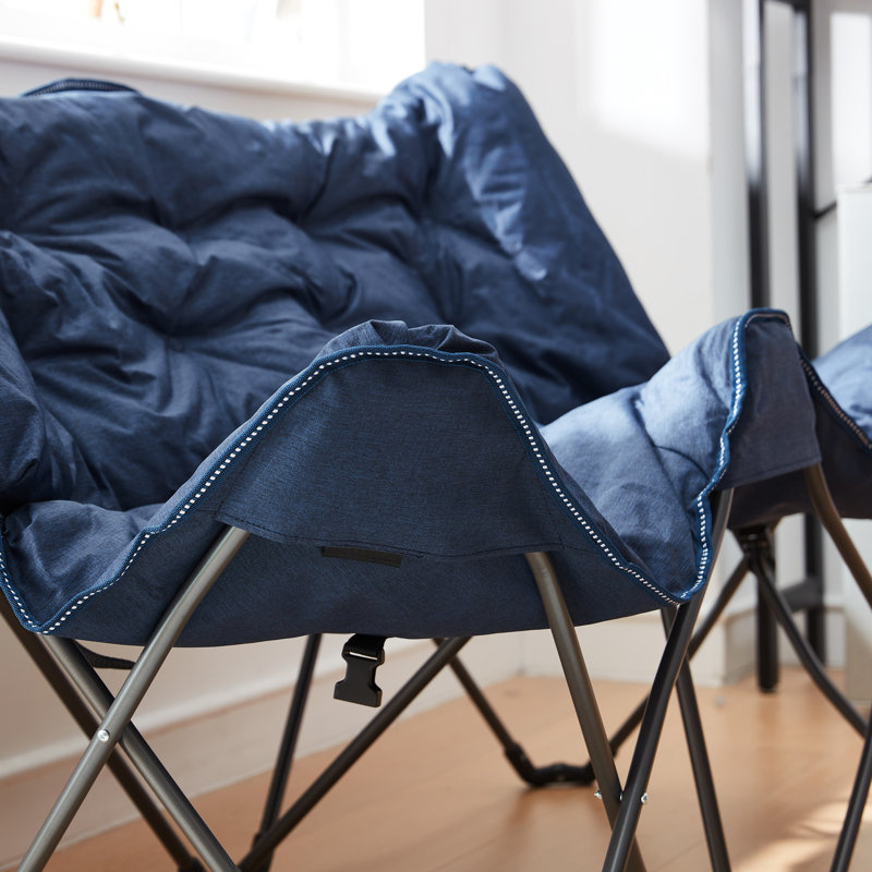 Chaise longue pliante à deux places 2East, Mélange de polyester chiné bleu marine