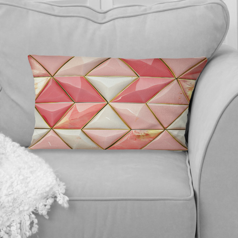 Coussin lombaire rose Midcentury Triangle II - Mid-Century