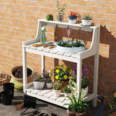 Bancs de rempotage pour l'extérieur, table de rempotage de jardin en PEHD résistant aux intempéries, table de rempotage extérieure avec rangement pour patio, jardin