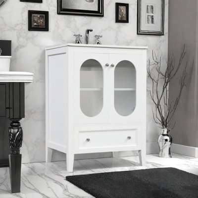 Bathroom Vanity Cabinet, 24"" Bathroom Vanity With Sink With One Drawer And Doors, Adjustable Shelf -  Winston Porter, EAD45451F8C84B479788406BED0C9C8F