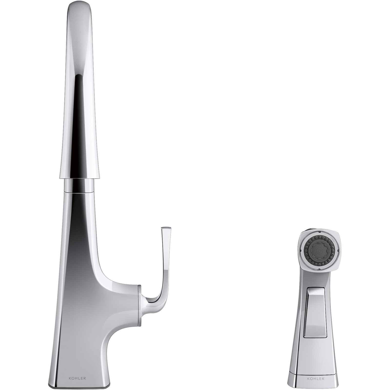 Graze Swing Spout Faucet with Sidespray, Polished Chrome