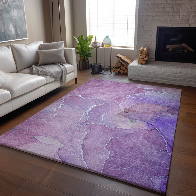 Tapis mauve Premium lavable à la machine Cerrito AMF511, Rectangulaire 3 pi x 5 pi