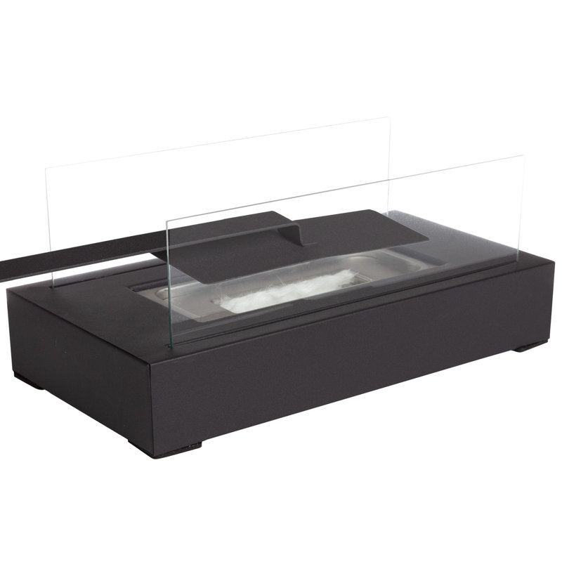 Black Rectangular Bio Ethanol Tabletop Fireplace Set, 2-Pack