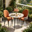 Round Dining Table And 4 Chairs Set, 5pcs Dining Room Sets For Restaurant Kitchen Office, 2-4 Seaters Marble Table And Light Khaki Microfiber Silicone Leather Kitchen Chairs Set Of 4-652617685-652617674