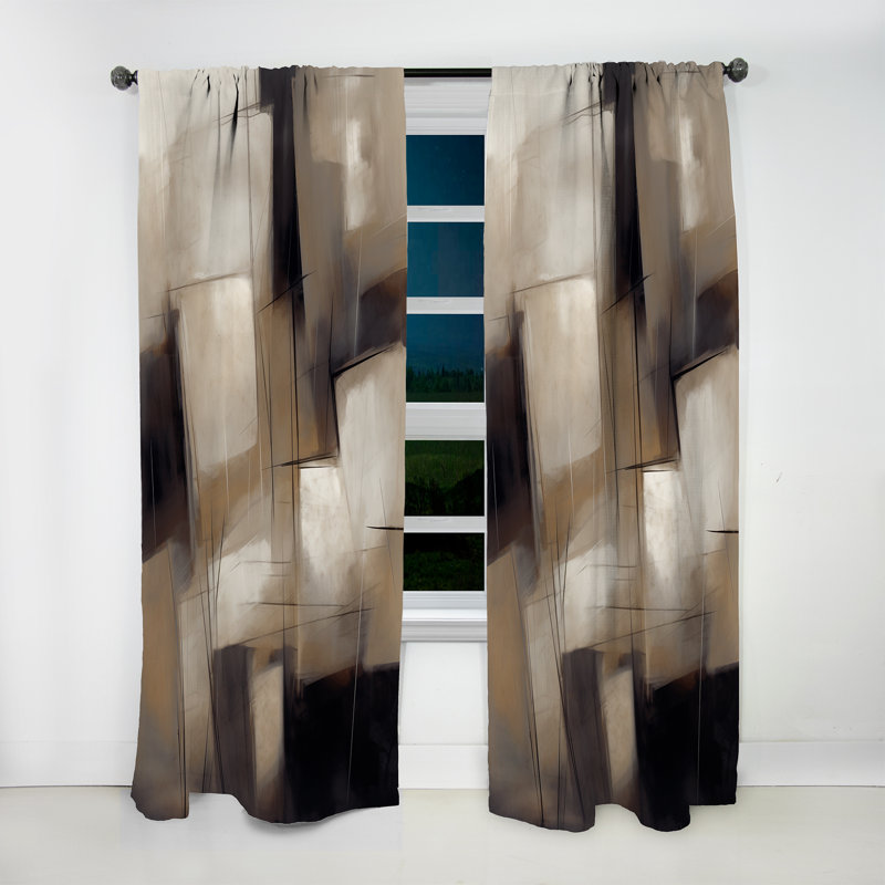Darlene - Peinture de formes abstraites IV - Rideau en velours moderne - obscurcissant - 1 panneau, L 52 po x L 90 po