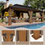 Pavillon de jardin 12 po x 22 pi avec filet et rideaux, pavillon en aluminium à transfert de chaleur extérieur