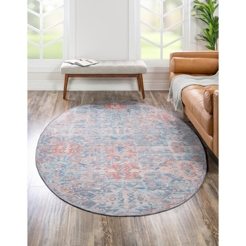Mayzelle Chenille Oriental Indoor Rug, Oval 5' x 8'