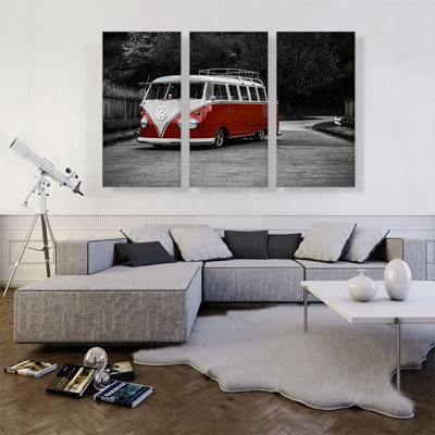 Ensemble de 3 reproductions de photo sur toile tendue rouge et blanche