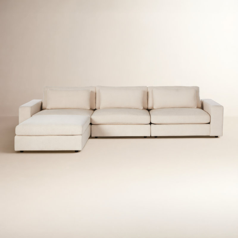 Natalina Upholstered L-Shaped Sectional Reversible, Clairmont Ivory