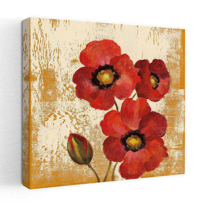 Art contemporain fleur de bijou I avec fleurs en fleurs, H 18 po x l 18 po
