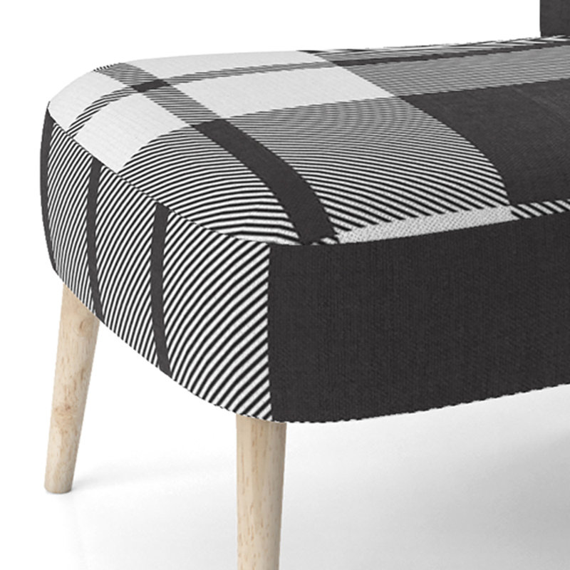 Chaise d'appoint décorative à motif tartan en velours noir et argent