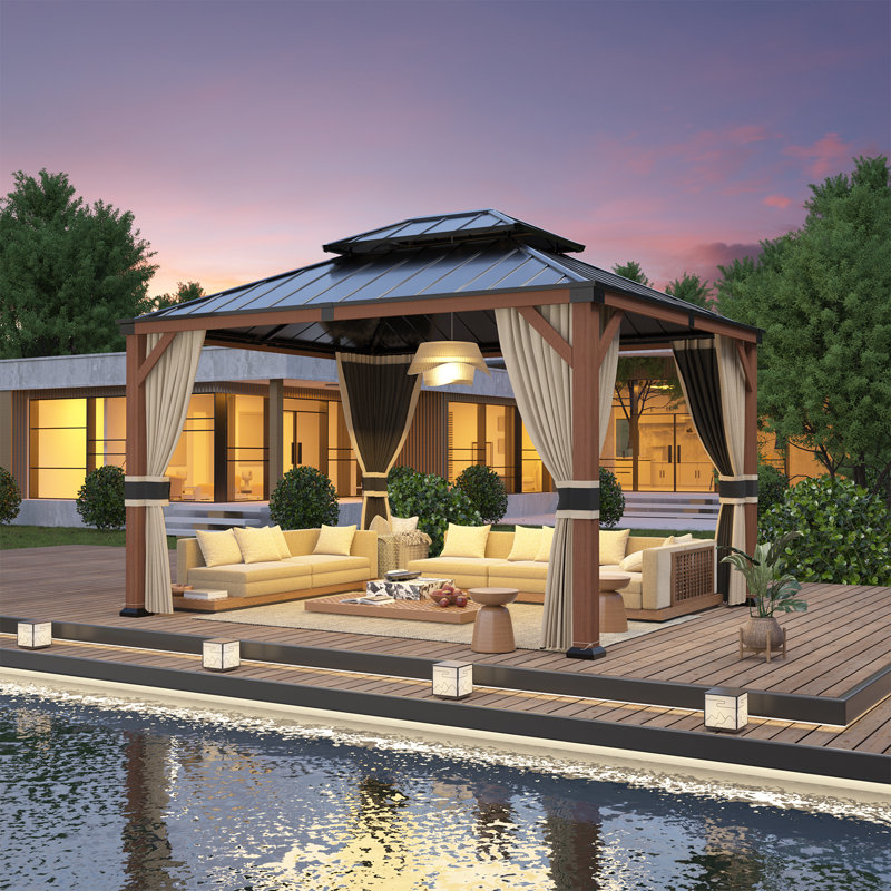 Pavillon de jardin en aluminium, H 36 po x l 147 po x P 123 po