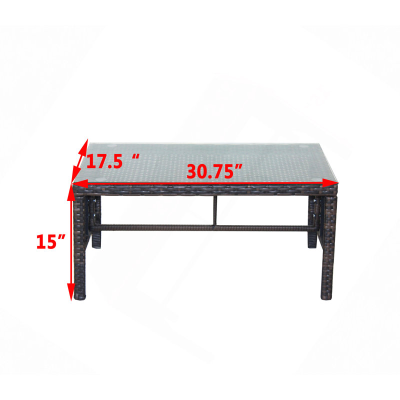 Table, 1 table basse d'extérieur avec verre trempé transparent