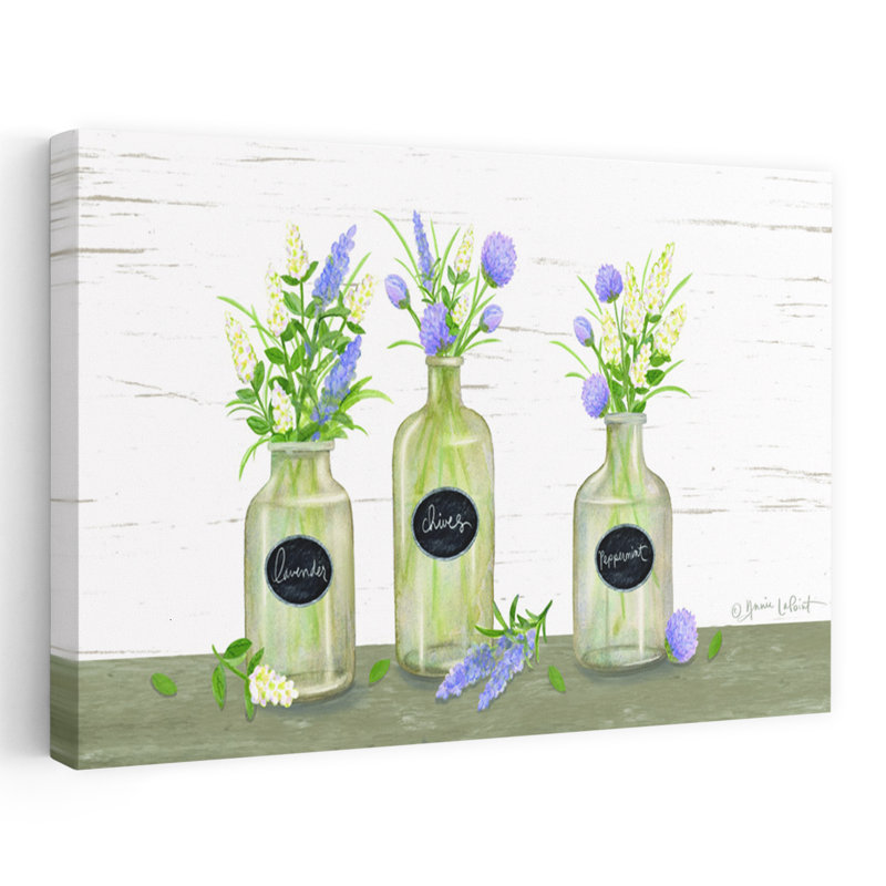 Herb Trio, art de printemps lavande contemporain, H 24 po x l 36 po
