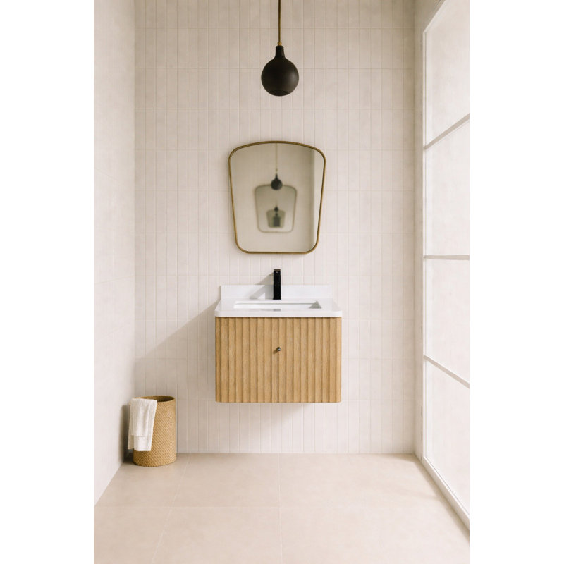 La Jolla 24" Single Floating Bathroom Vanity With Engineered Quartz Top