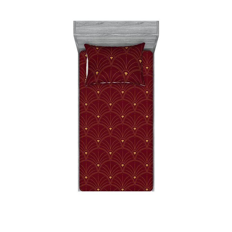 Microfiber Floral Sheet Set, Burgundy/Sand Brown, Twin Sheet Set + 1 Pillowcase