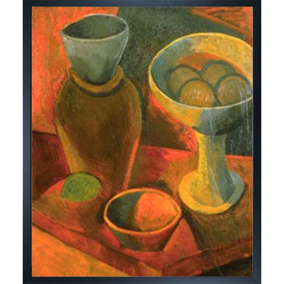 «Jug and Fruit Bowl» par Pablo Picasso - peinture sur toile à cadre flottant