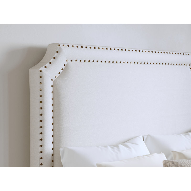 Tête de lit tapissier Roeder, Grand lit, Blanc/laiton