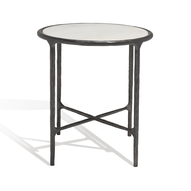 Evelynn End Table, Black, White Marble