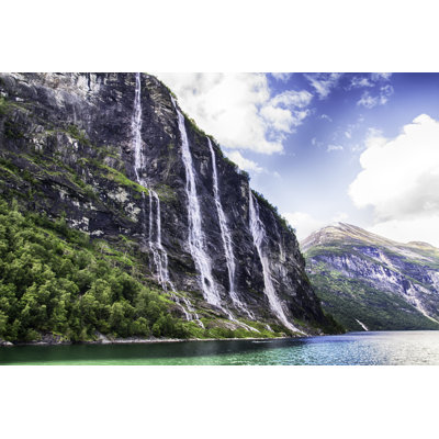 Geiranger Fjord Waterfall In Norway - Wrapped Canvas Print