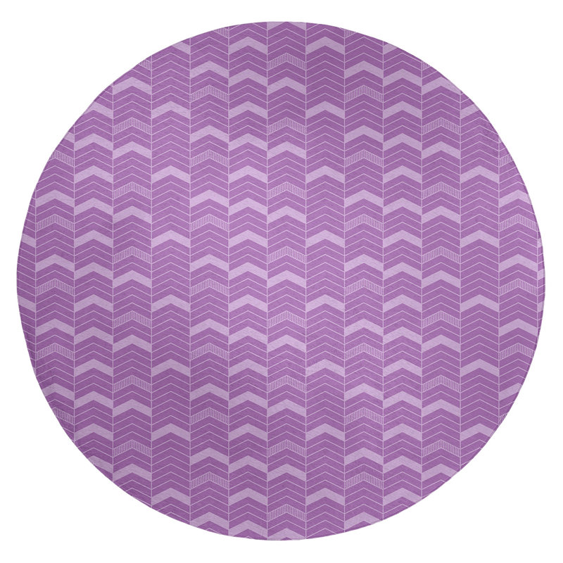 Tapis de zone rose à chevrons à lignes monochromes, Rond 5 pi
