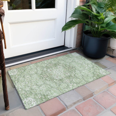 Machine Washable Indoor/Outdoor Claudian ACN1677 Aloe Rug
