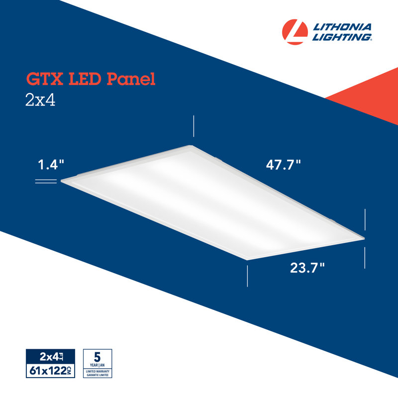 Plafonnier à panneau plat Lithia Lighting GTX 2x4, 5000 lumens, 4000K