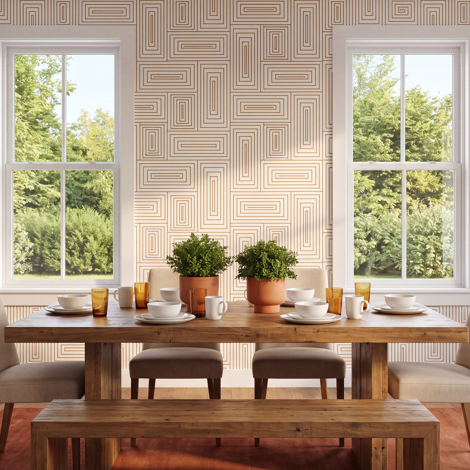 Nia Self-Adhesive Wallpaper Roll, Peach, Peel & Stick, Self-adhesive