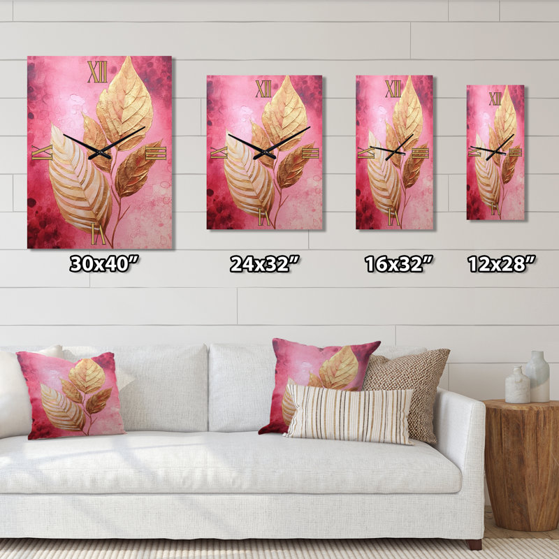 Horloge murale moderne rose et or rose Harmony I, Grand