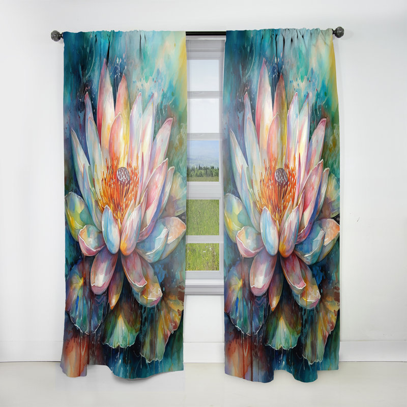 Pink Lotus Floral Dreams II - Rideau Lotus - Velours obscurcissant - 1 panneau, L 52 po x L 120 po