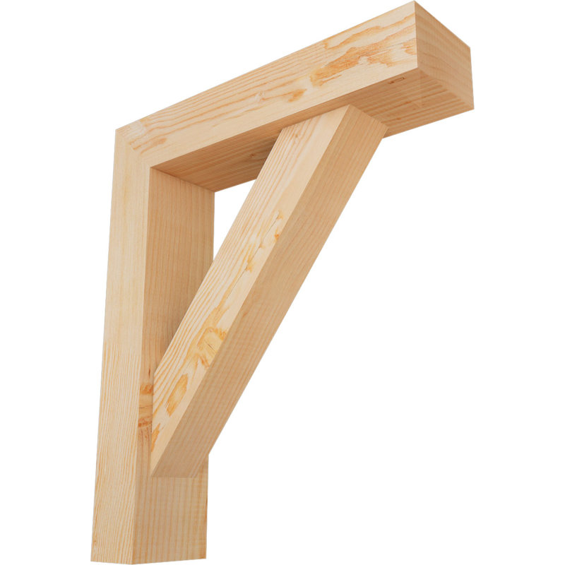 5 1/2"W x 22"D x 26"H Traditional Block Smooth Bracket w/ Offset Brace, Douglas Fir, 26 x 22, 5 1/2"W Douglas Fir (Smooth)