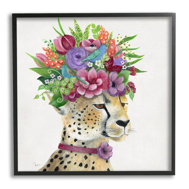 Couronne de fleur de guépard fantaisiste par Tava Studios - impression sur bois, H 12 po x l 12 po x P 1,5 po