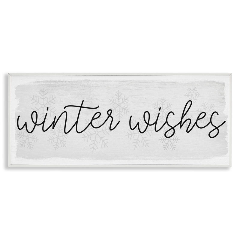 Winter Wishes Sentiments, motif géométrique de flocons de neige - art textuel, H 10 po x l 24 po
