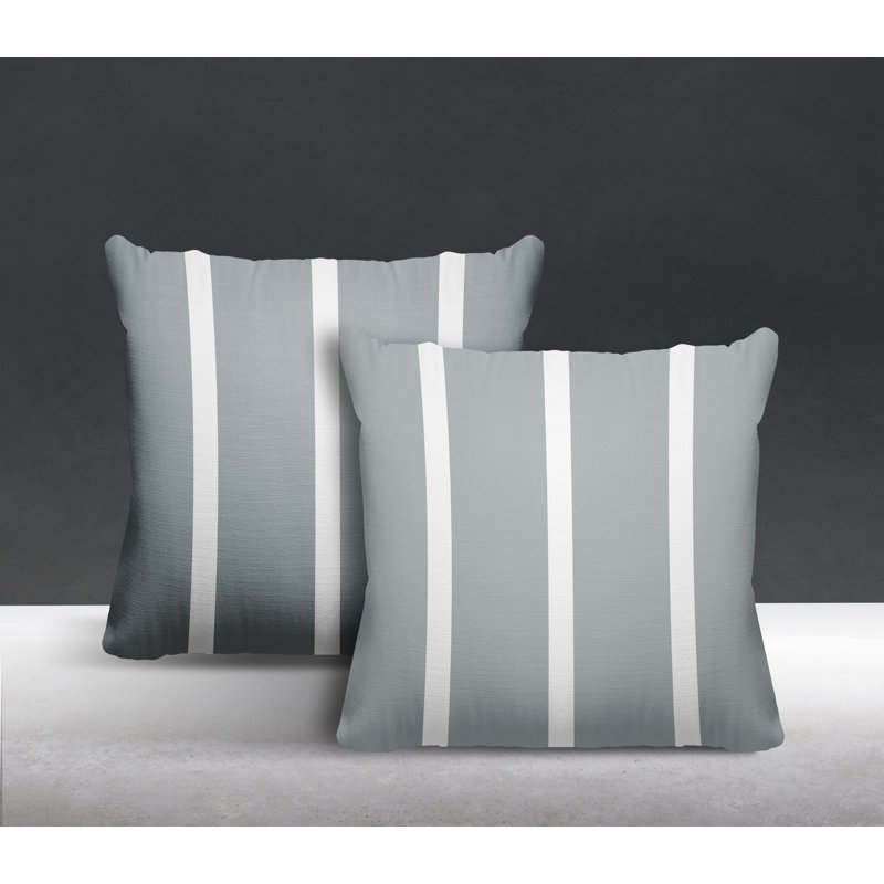  Coussin décoratif intérieur / extérieur à rayures, L 19 po x H 19 po, gris