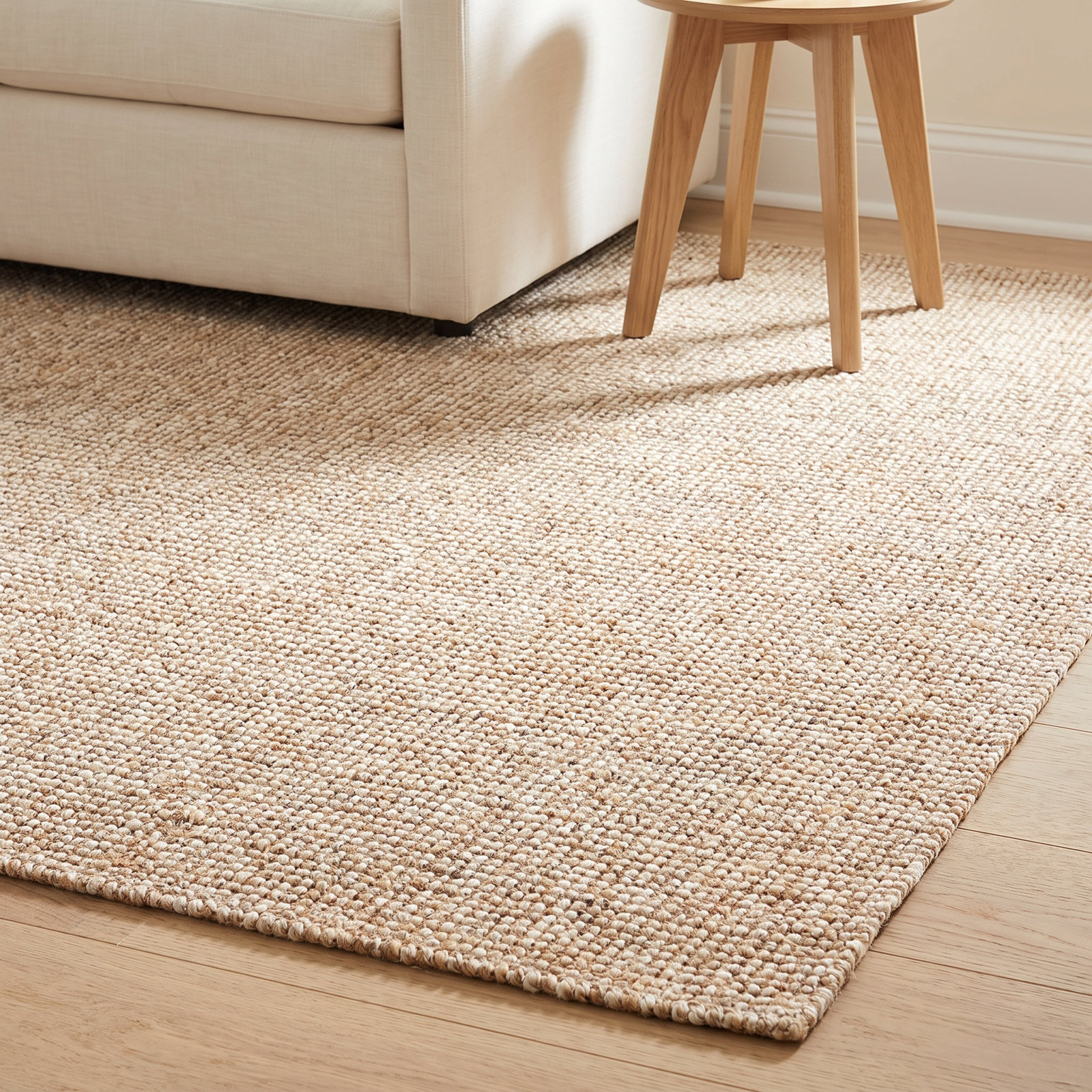 Brad Gray Sand Hand-Woven Flatweave Jute Rug, Rectangle 9' x 12'