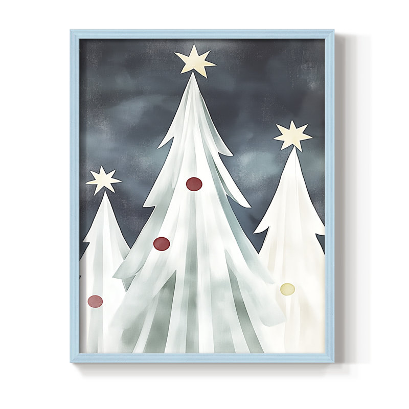 Christmas Holiday Art DCCCLVII Framed Print - Solid Wood, Bleu, H 21 po x l 17 po