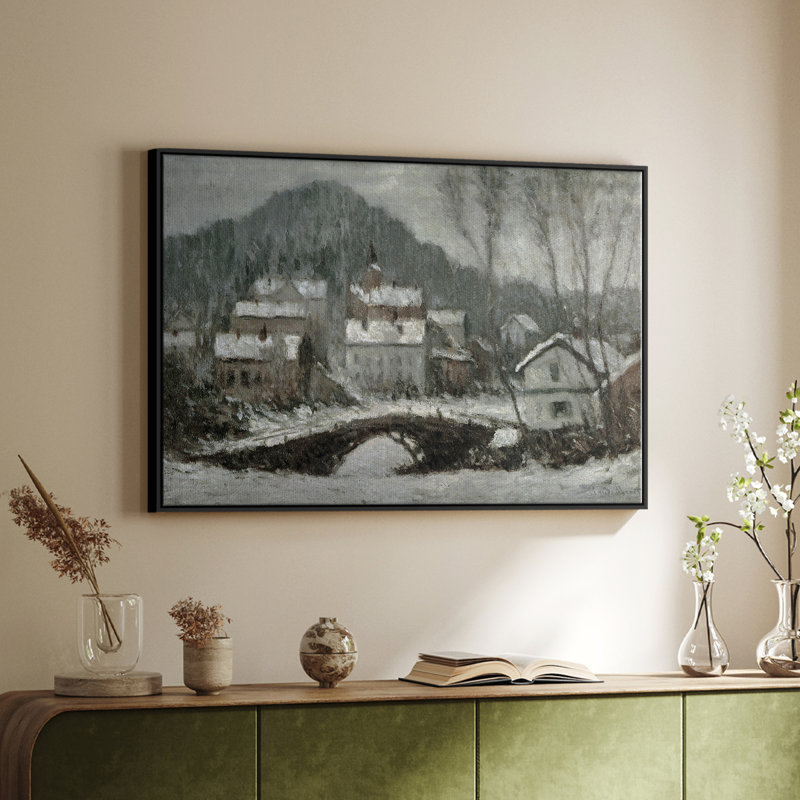 Paysage rétro - CLXV, Toile encadrée noire, H 27 po x l 41 po x P 2 po