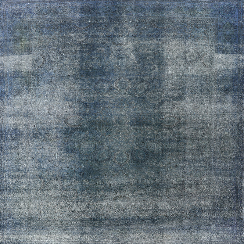 Tapis bleu marine / gris Feodor, Carré 5 pi