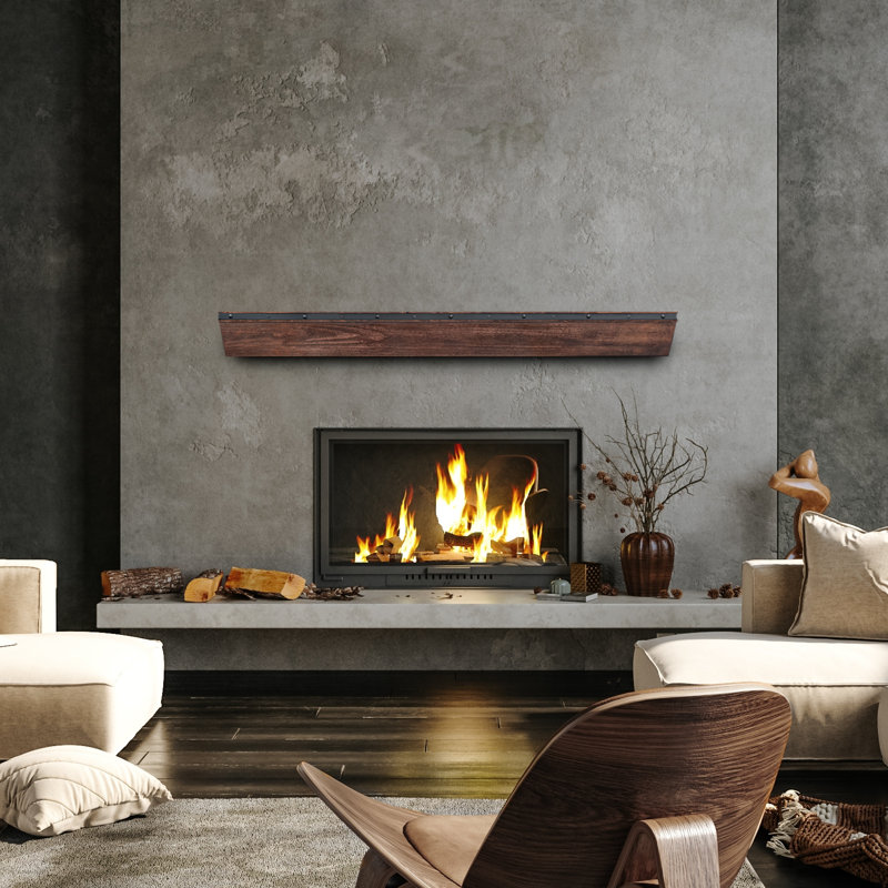 Madera Fireplace Mantel, 60", Brown Wood