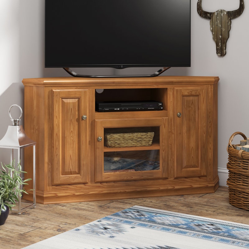 Lapierre Unfinished TV Stand for TVs up to 70", Yellow Oak