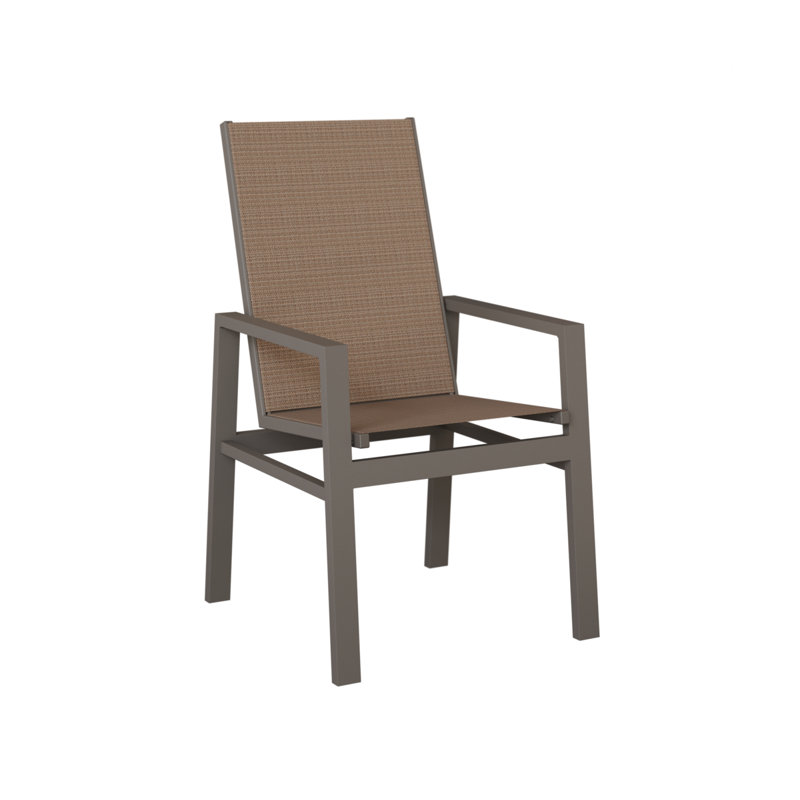 Chaise de salle à manger en aluminium graphite à haut dossier avec tissu en tweed taupe Berlin Gardens Vida, Tweed taupe