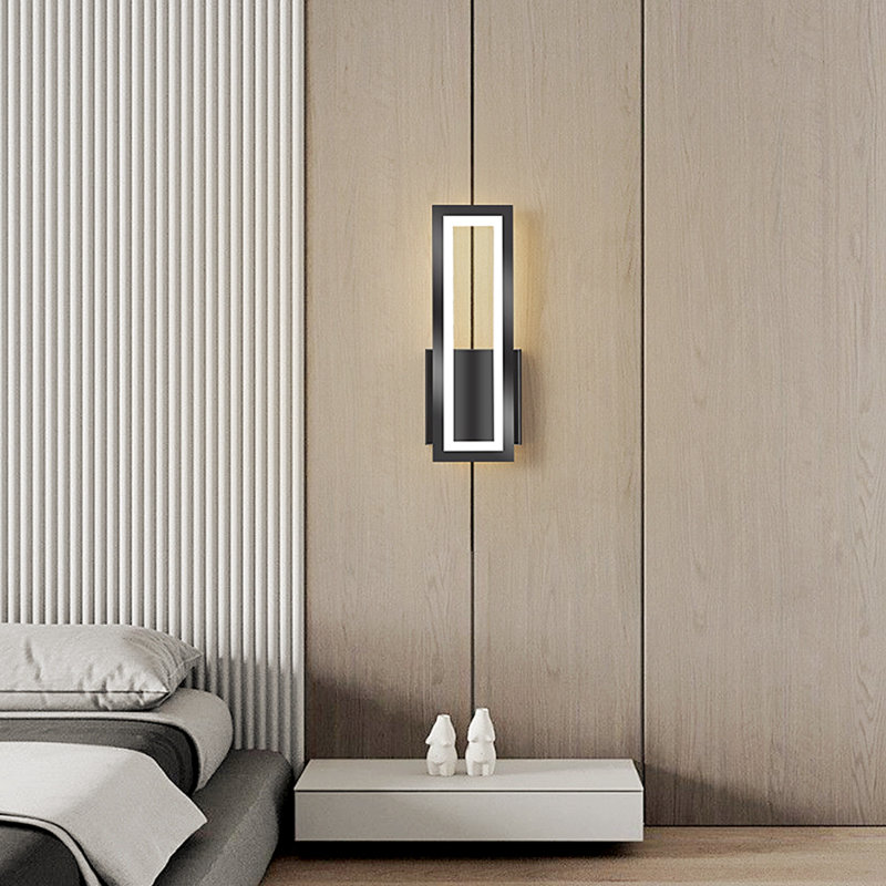 LED Rectangular Wall Sconce 3000K Warm Light, Black