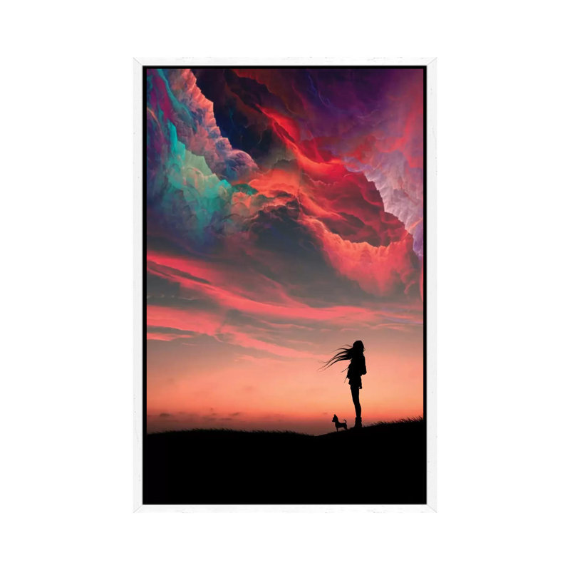 Girl and Colors 1 Piece Wall Art on Canvas, 66.04 cm H x 45.72 cm W, White Framed