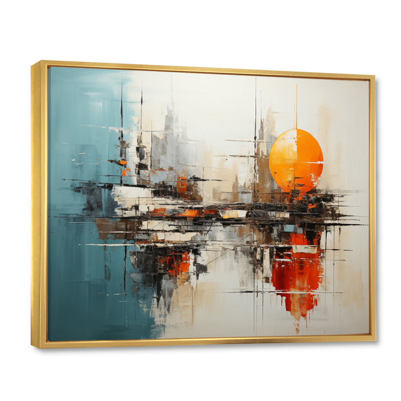 Harmonieux hybride II sur toile, H 16 po x l 32 po x P 1 po, Cadre flottant doré