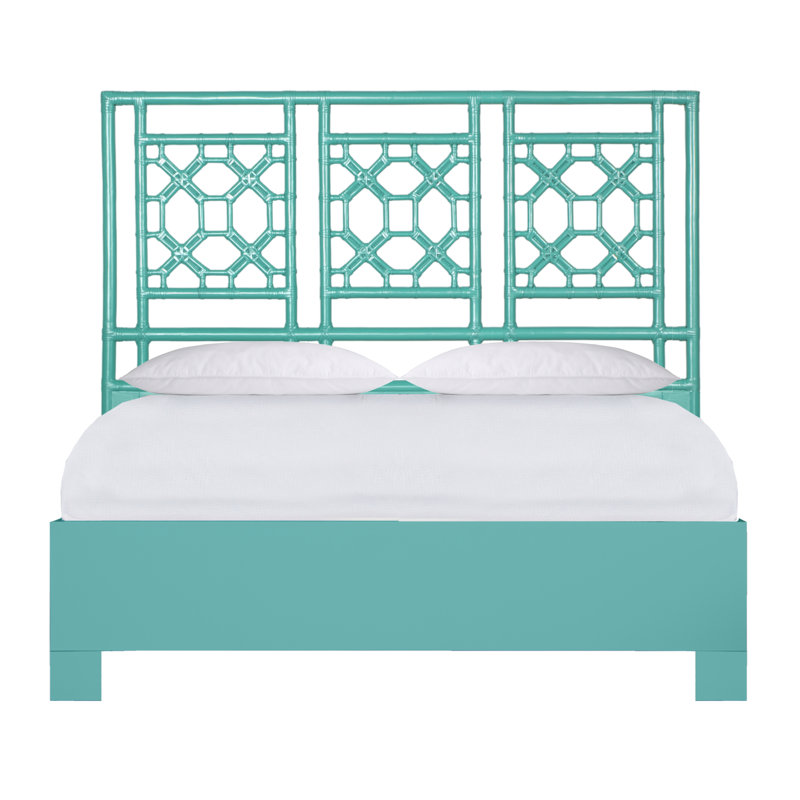 Lit plateforme à dossier en treillis, Grand, Turquoise