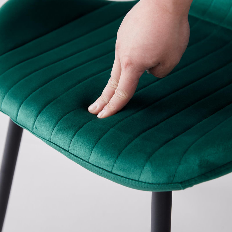 Ensemble de 4 chaises de salle à manger en velours, chaises de cuisine rembourrées modernes avec dossier incurvé, Vert